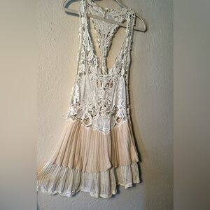 Festival lace crotchet boho and ruffle tank